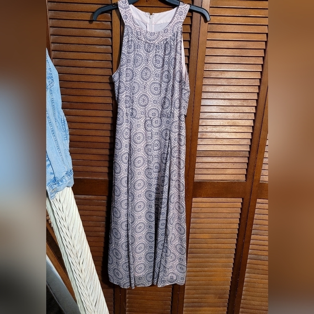 Tommy Hilfiger Very Light Pink And Black Chiffon Sleeveless Midi Sz. 8